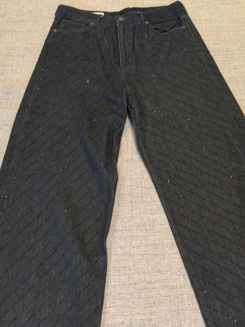 Zara Black Boot Cut Jeans with Subtle Metallic Speckle